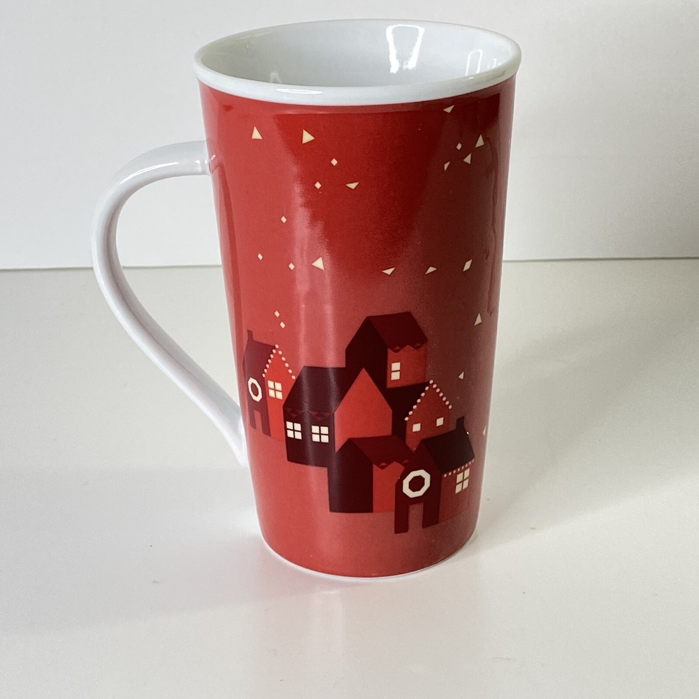Starbucks Coffee Co. 2013 Ceramic Christmas Holiday Red Village Cup Mug 16 Oz - Picture 2 of 8